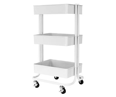 Homestead Pure White 3-Tier Rolling Storage Cart