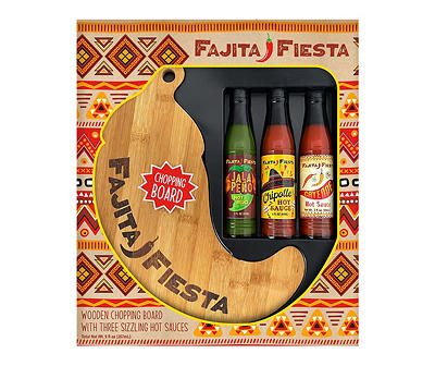 "Fajita Fiesta" Pepper Chopping Board & Hot Sauce Set