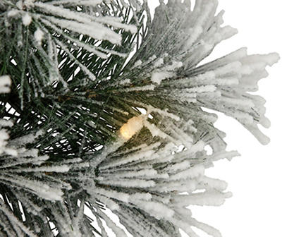 24" Ornament & Snowy Bristol Pine LED Wreath