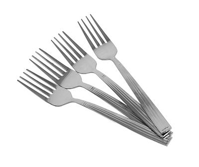 Stainless Steel Ribbed Dinner Forks, 4-Pack