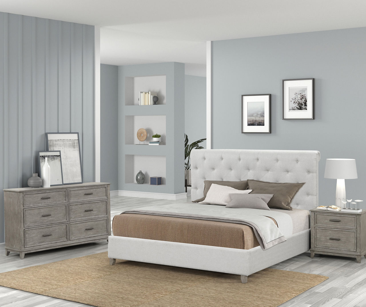 Gailion Gray Upholstered King Bed