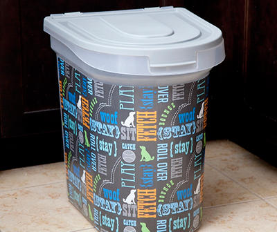 Wordplay Pet Food Storage Container with Scoop, 26 lbs.