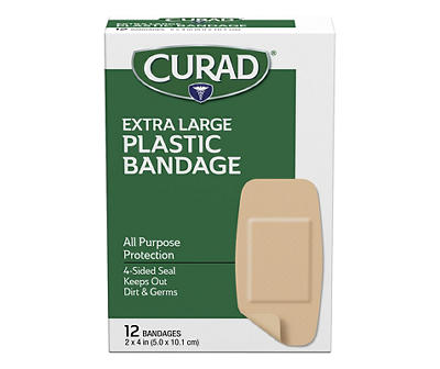 Extra Large Plastic Bandages, 12-Count