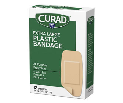 Extra Large Plastic Bandages, 12-Count