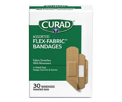 Flex-Fabric Assorted Size Bandages, 30-Count