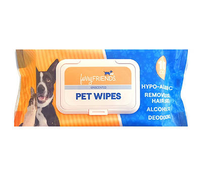 Furry Friends Unscented Pet Wipes, 100-Count