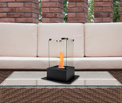 Black Square Portable Tabletop Fireplace