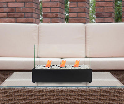 Black Triple Portable Tabletop Fireplace