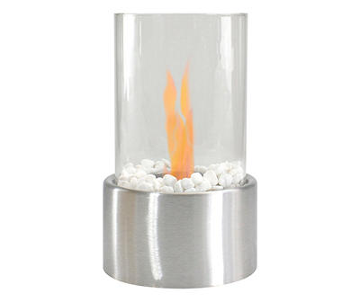 Silver Round Portable Tabletop Fireplace