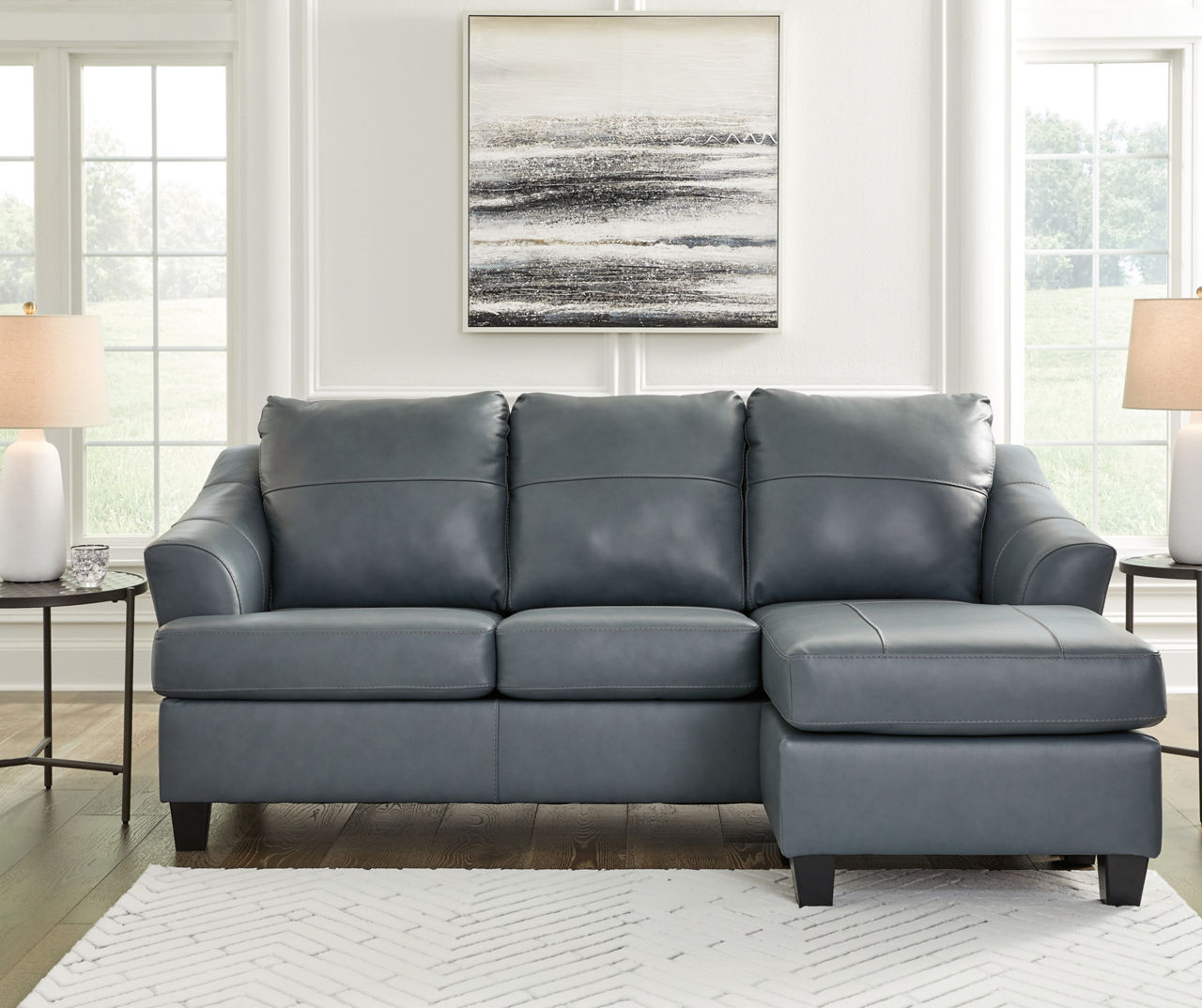 Signature Design By Ashley Genoa Steel Leather Sofa Chaise | Big Lots