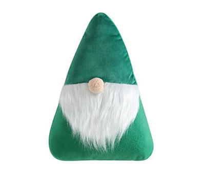 Green & White St. Patrick's Velvet Gnome Decorative Pillow