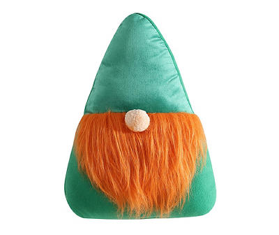 Green & Orange St. Patrick's Velvet Gnome Decorative Pillow