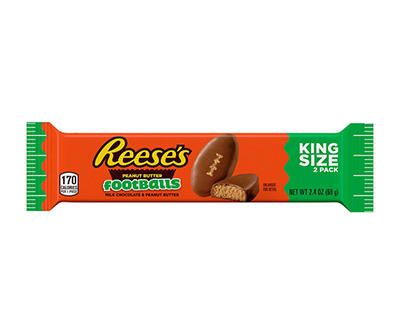 REESE'S Milk Chocolate King Size Peanut Butter Footballs, Candy Pack, 2.4 oz