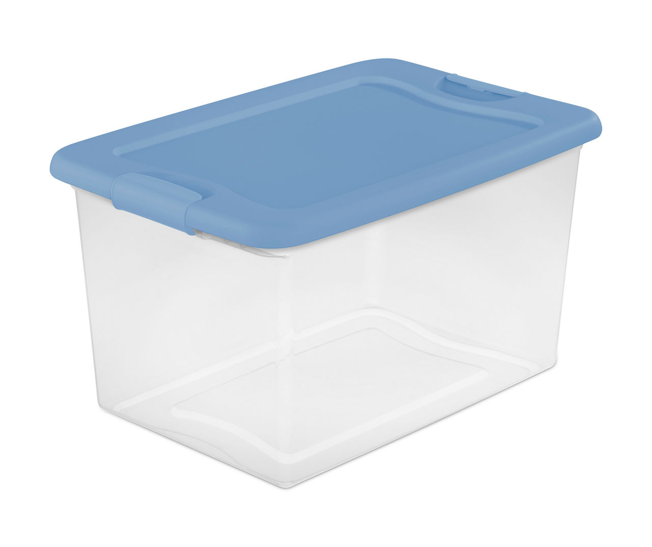 Sterilite 66 Qt. Clear Plastic Latch Box, Blue Latches with Clear Lid