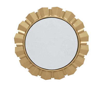 Gold Pleated Frame Round Wall Mirrors, 2-Pack