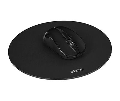 Black Wireless Mouse & Round Mouse Pad Set