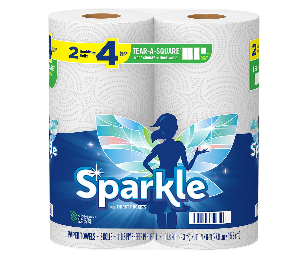 Sparkle Tear-A-Square Paper Towels, 2-Double Rolls | Big Lots