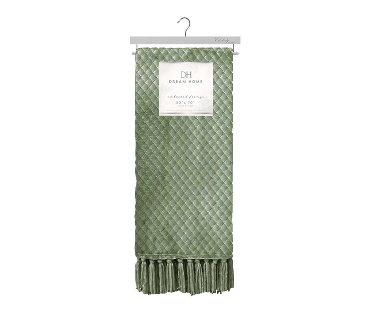 Aurelia Sage DiamondQuilted Fringe Throw, (50" x 70") Big Lots