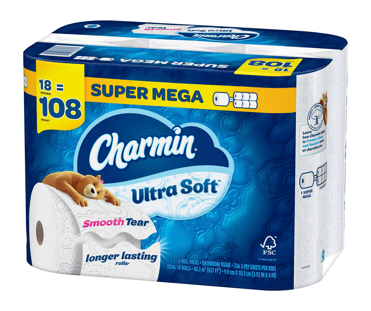 Charmin Ultra Strong Super Mega Roll Toilet Paper, 18 rolls - Baker's