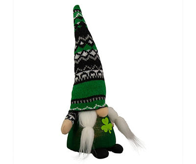 Green Fair Isle Hat Pigtail Gnome Plush Tabletop Decor
