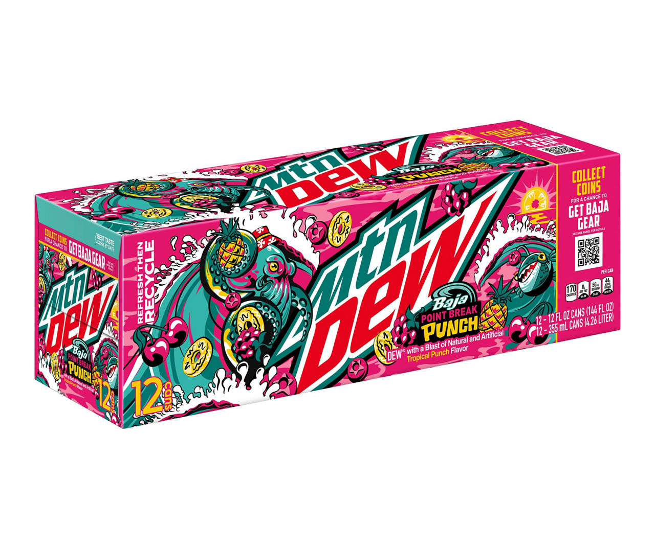 Mountain Dew Baja Point Break Punch Soda, 12-Count | Big Lots