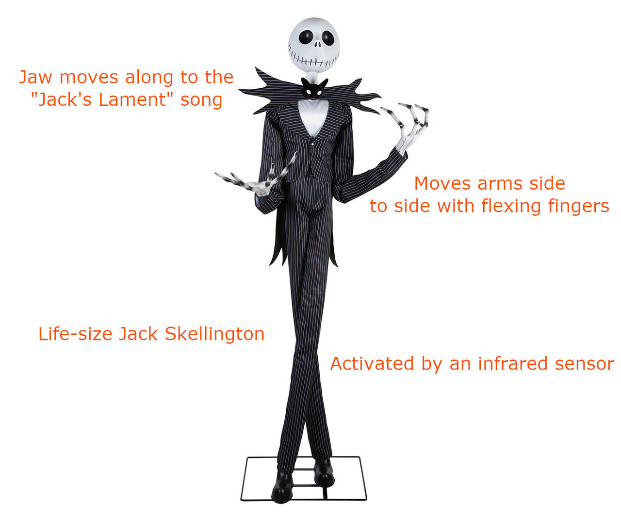 Discount Halloween Animatronic Jack Skellington Life Size 6.5 Nightmare Before Christmas