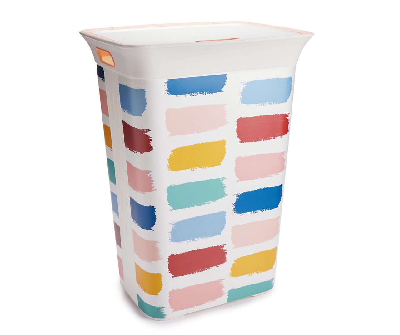 Keter White MultiColor Paint Stroke Laundry Hamper With Lid, 63.4 Qt