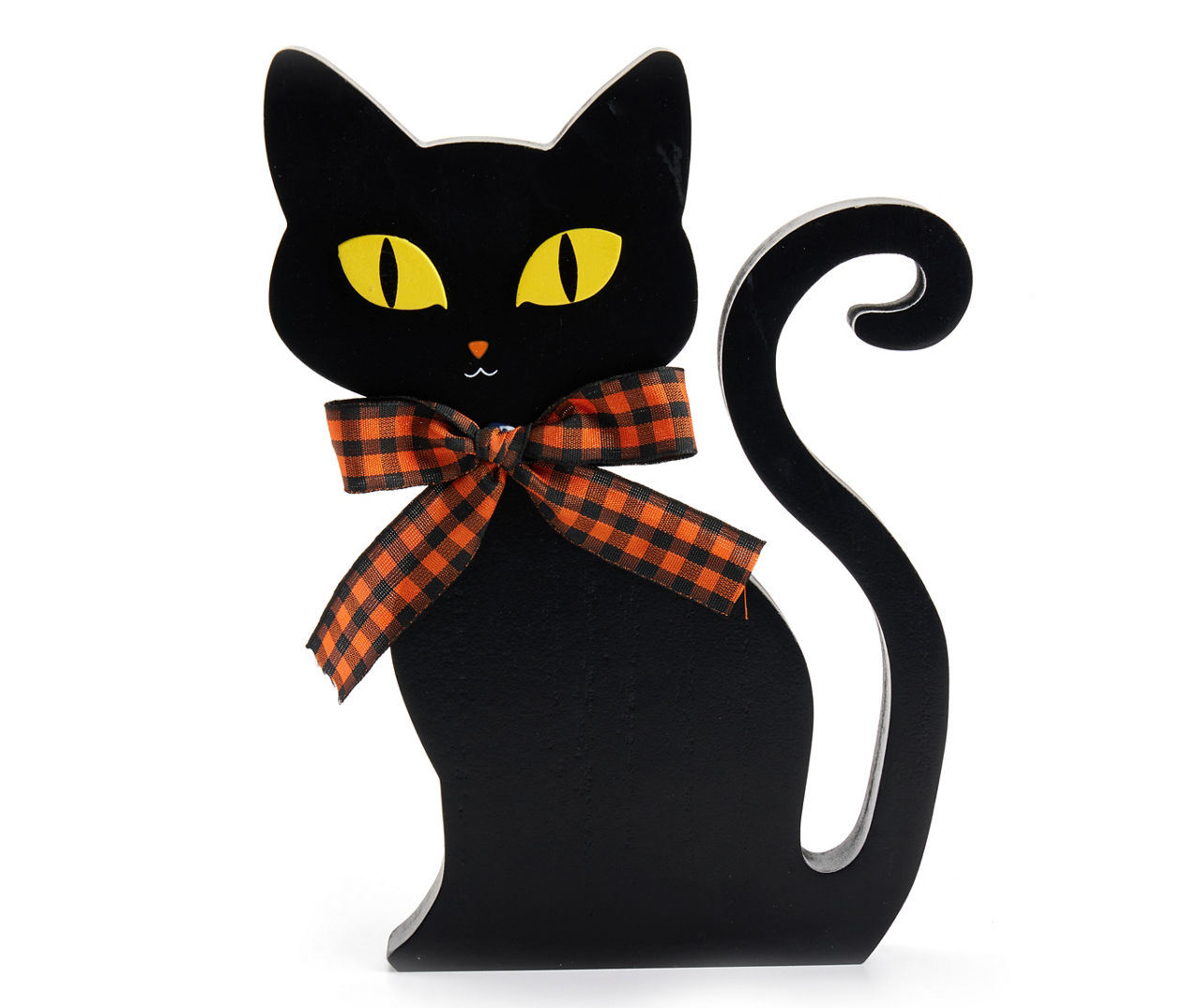 Plaid Bowtie Black Cat Tabletop Decor 