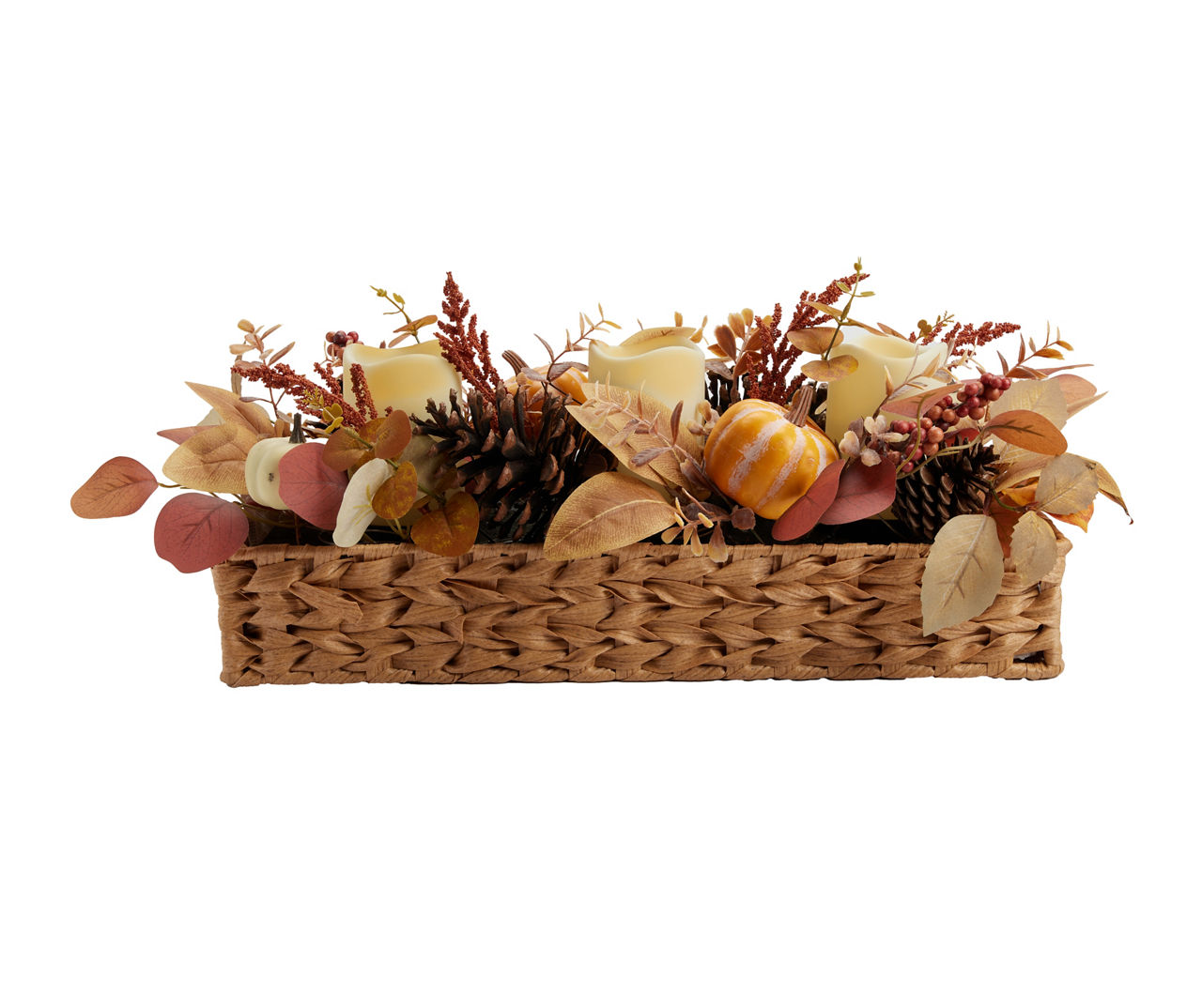 Pumpkin, Pinecone & Leaf LED Candle Centerpiece