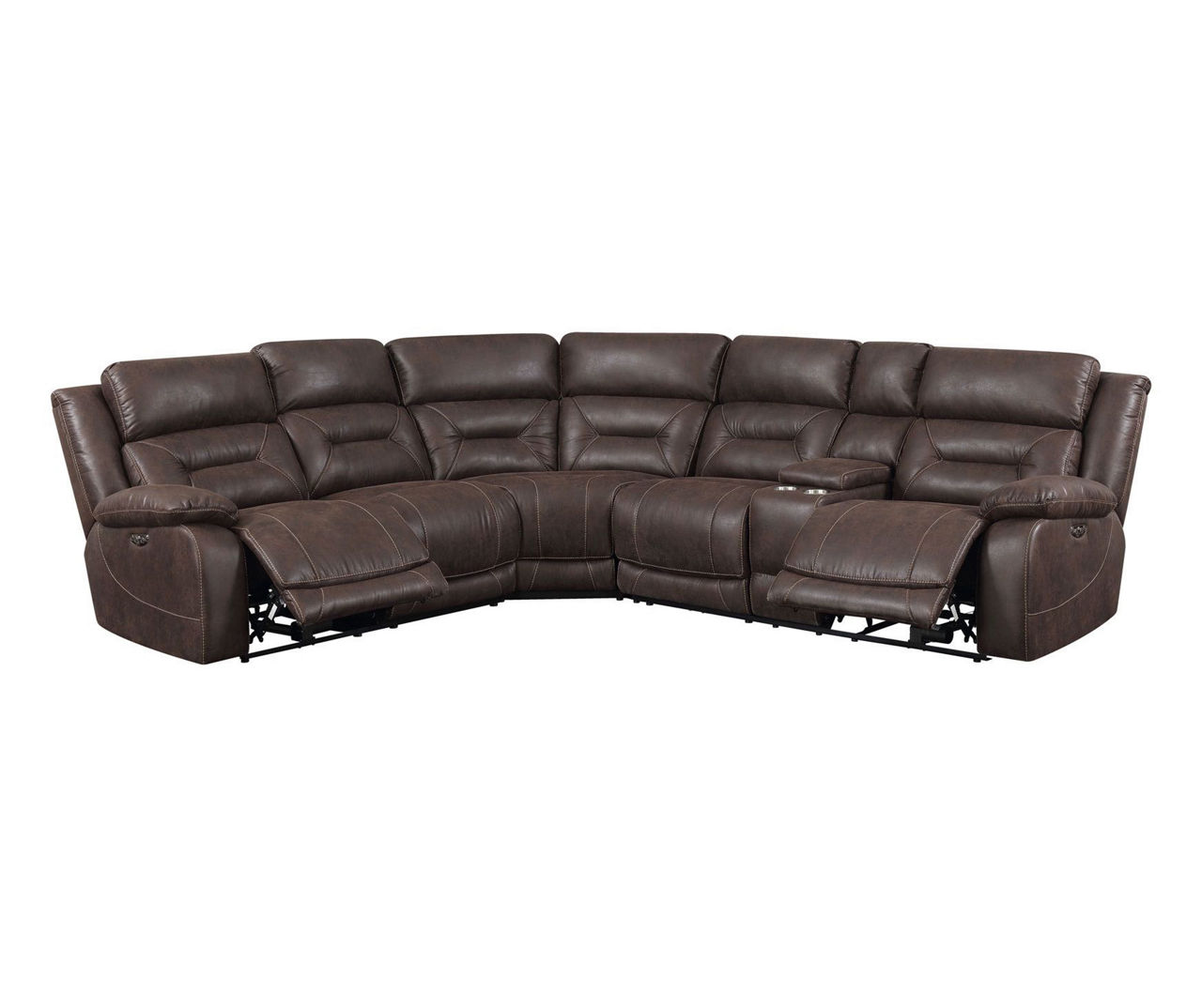 P2 Brown Faux Leather Reclining Sectional