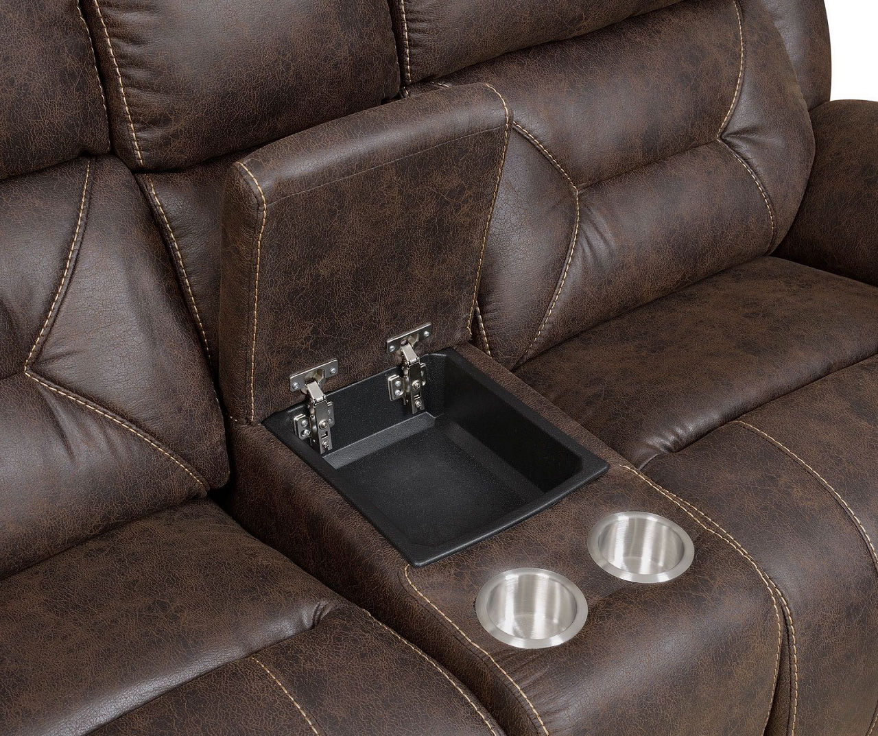 P2 Brown Faux Leather Reclining Sectional