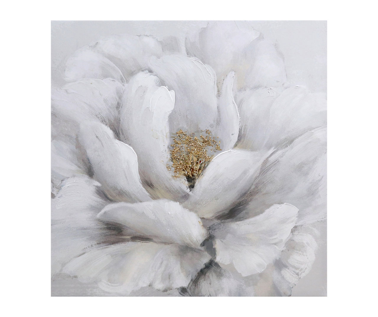 White Flower & Gold Glitter Art Canvas, (30