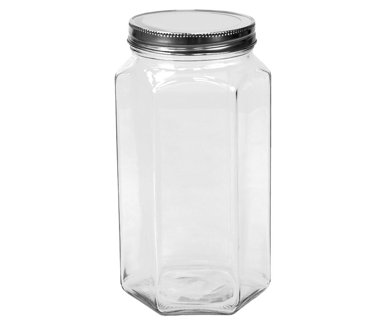Home Basics Clear Hexagon Glass Canister With Lid, 51 oz. Big Lots