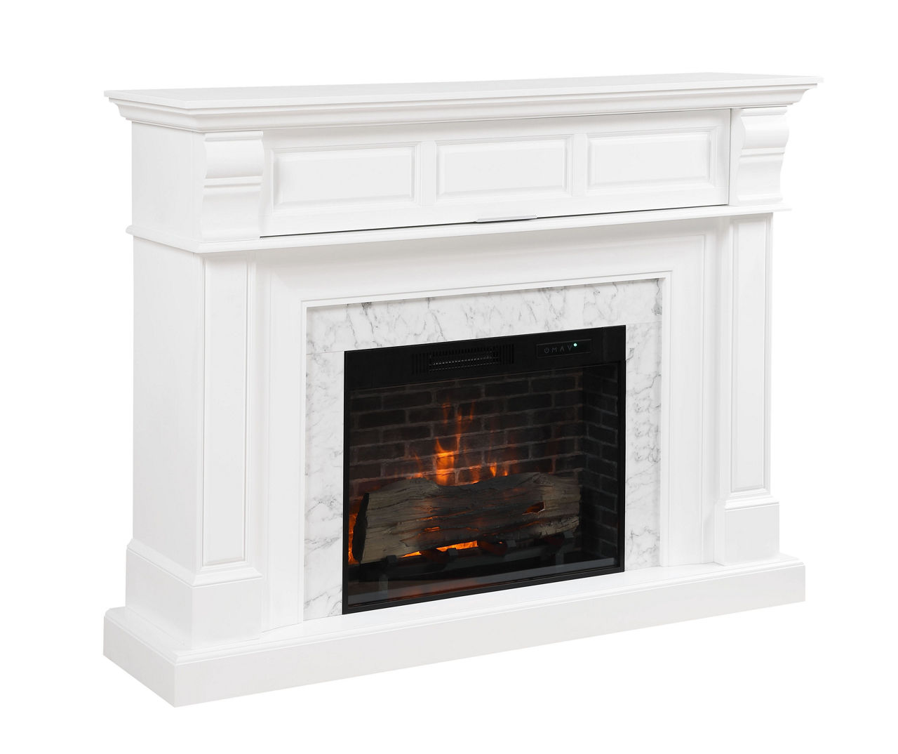 62" Grand White Marble Mantel Electric Fireplace