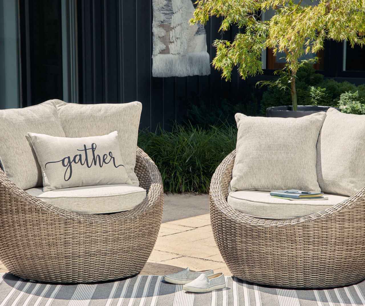 Danson Wicker Patio Swivel Lounge Chairs 2 Pack Big Lots