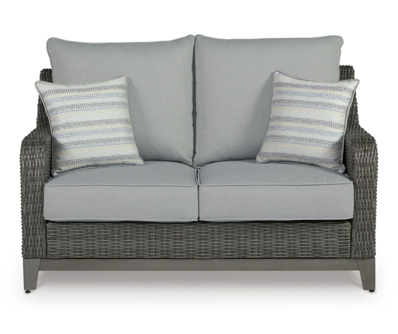 Signature Design By Ashley Elite Park Wicker Cushioned Patio Loveseat ...