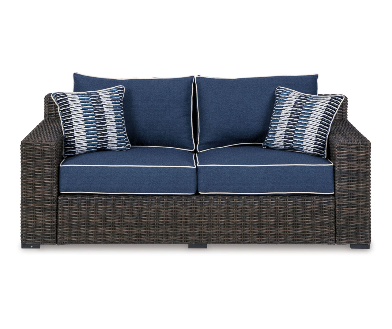 Signature Design By Ashley Grasson Lane Wicker Cushioned Patio Loveseat