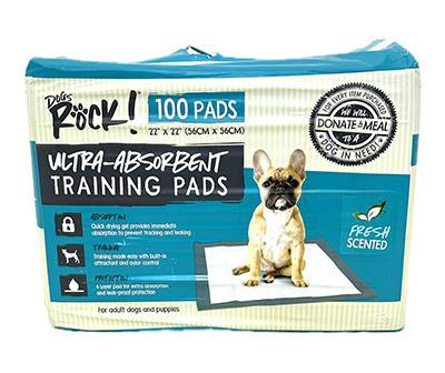 Dogs Rock Ultra-Absorbent Puppy Training Pads, 100-Count