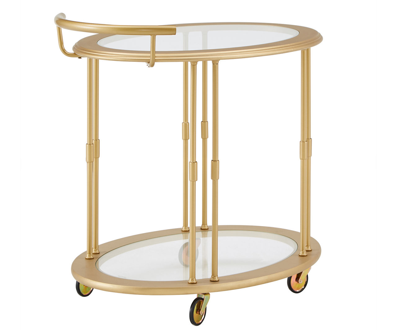 Gold Metal & Glass Oval Rolling Bar Cart Big Lots