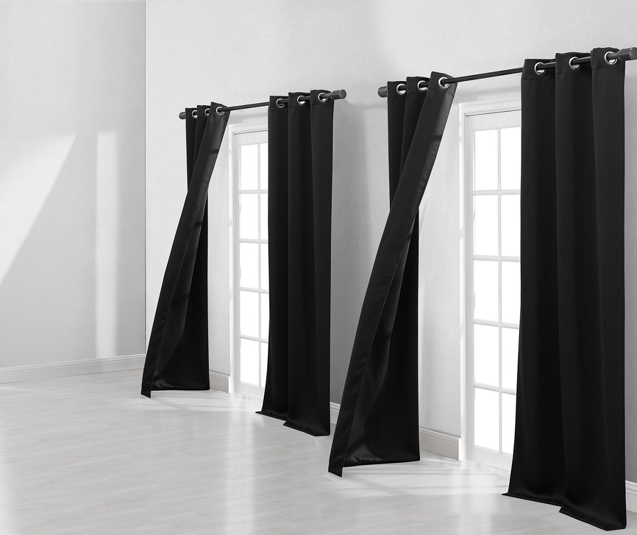 Edison Black Blackout Grommet 4-Piece Curtain Panel Set, (84