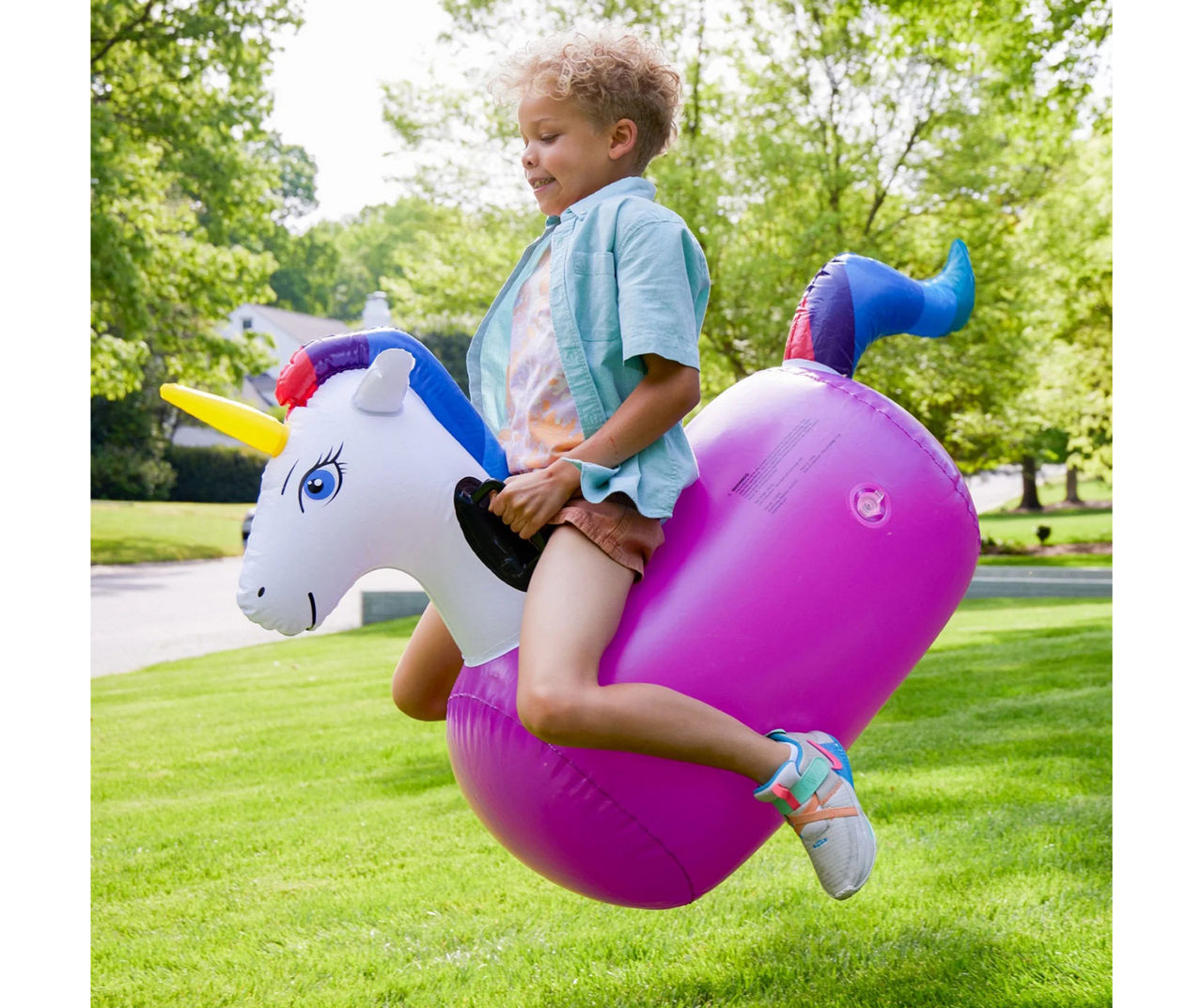 Hearthsong White & Purple Inflatable RideOn Hop 'n Go Unicorn Big Lots