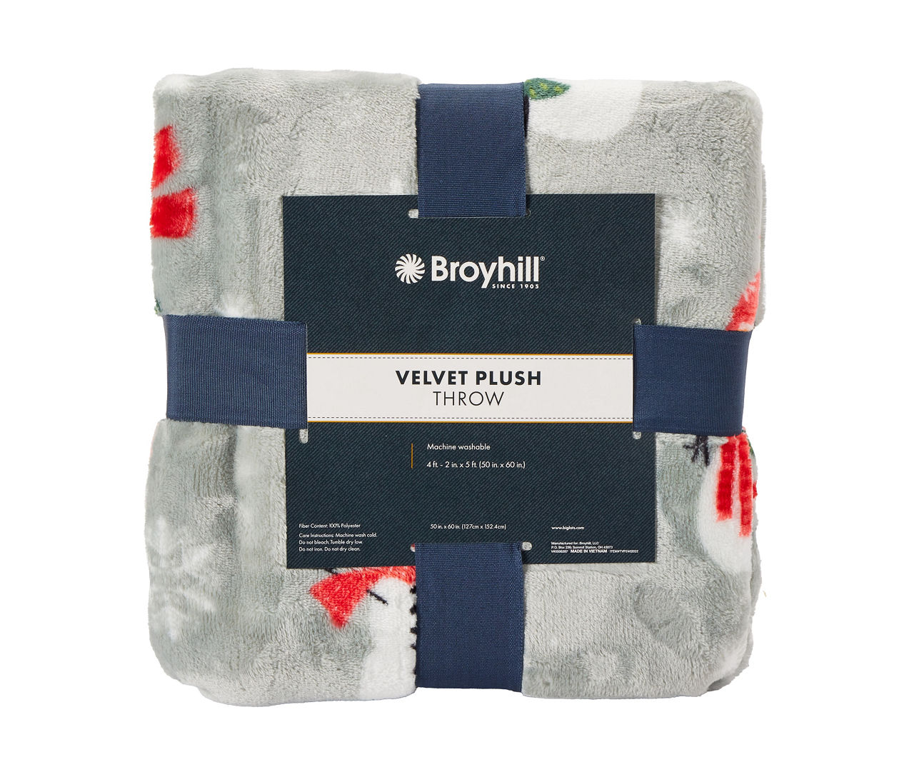 Gray Snowman & Tree Velvet Plush Throw, (50