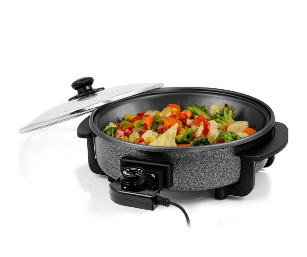 Black 12" Electric Skillet With Lid