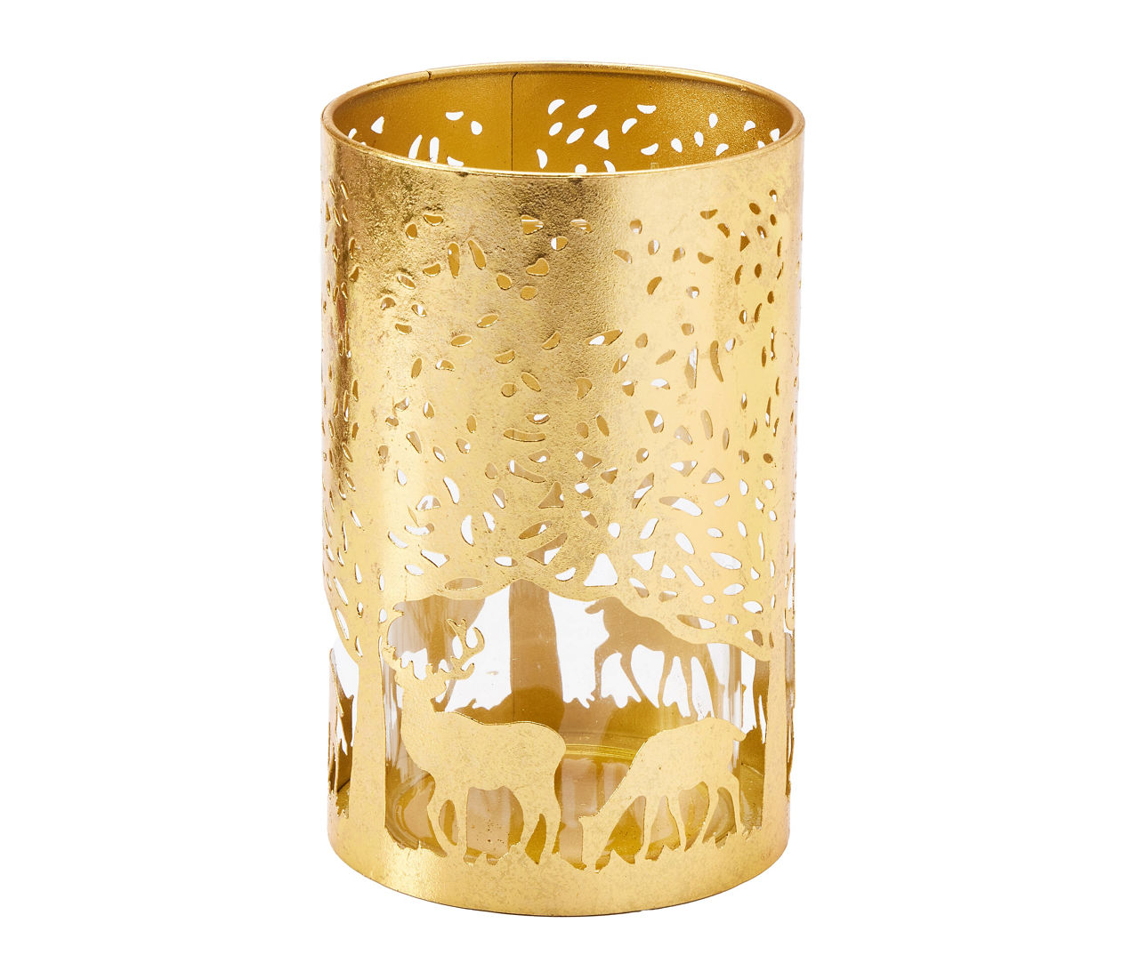 Son of a Gun 7.8" Gold Deer & Tree CutOut Metal Candle Holder Big Lots