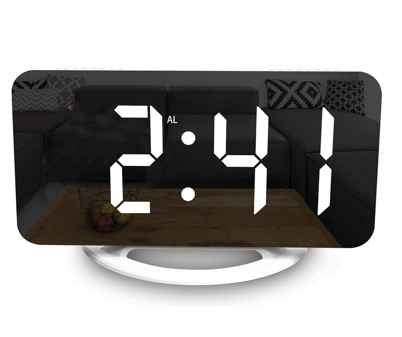 White & Black Mirrored Digital Alarm Clock Big Lots
