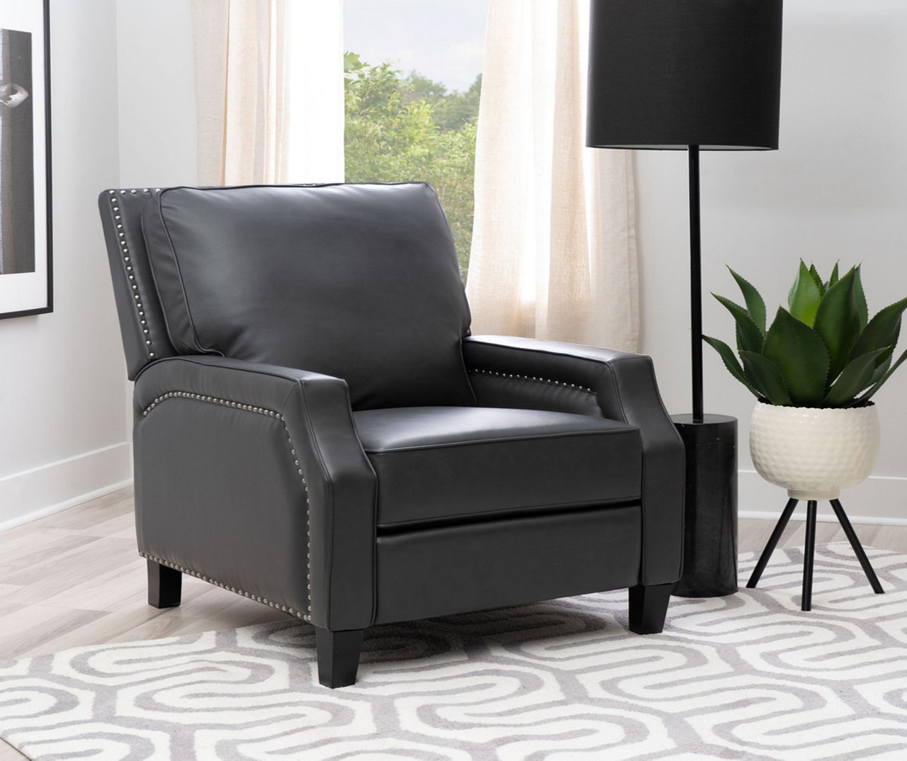 Portico Gray Faux Leather Push Back Recliner Big Lots