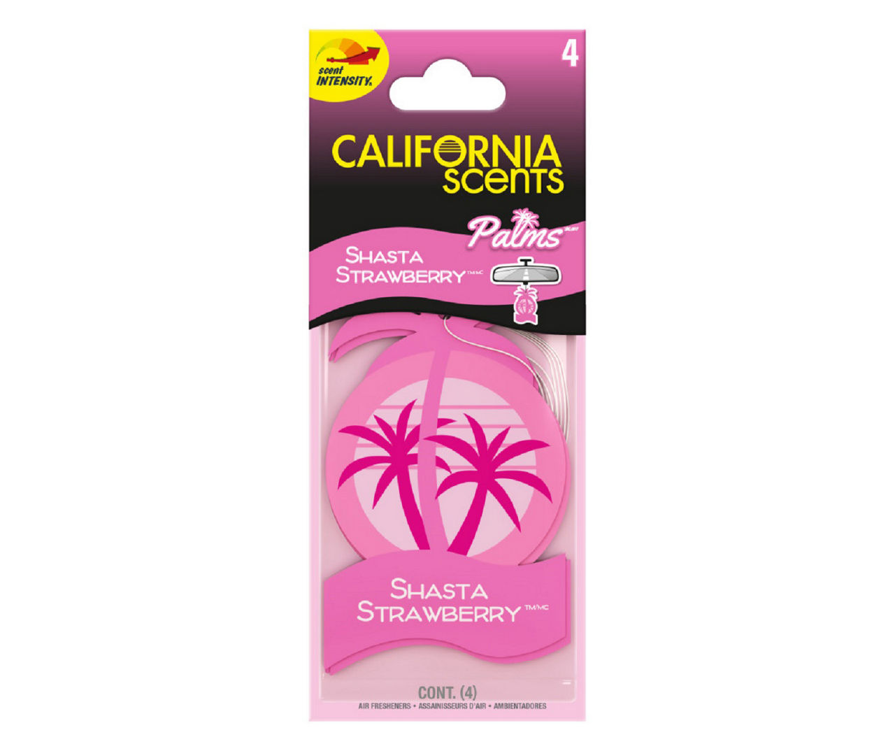 California Scent Palms Shasta Strawberry Car Air Freshener, 4Pack
