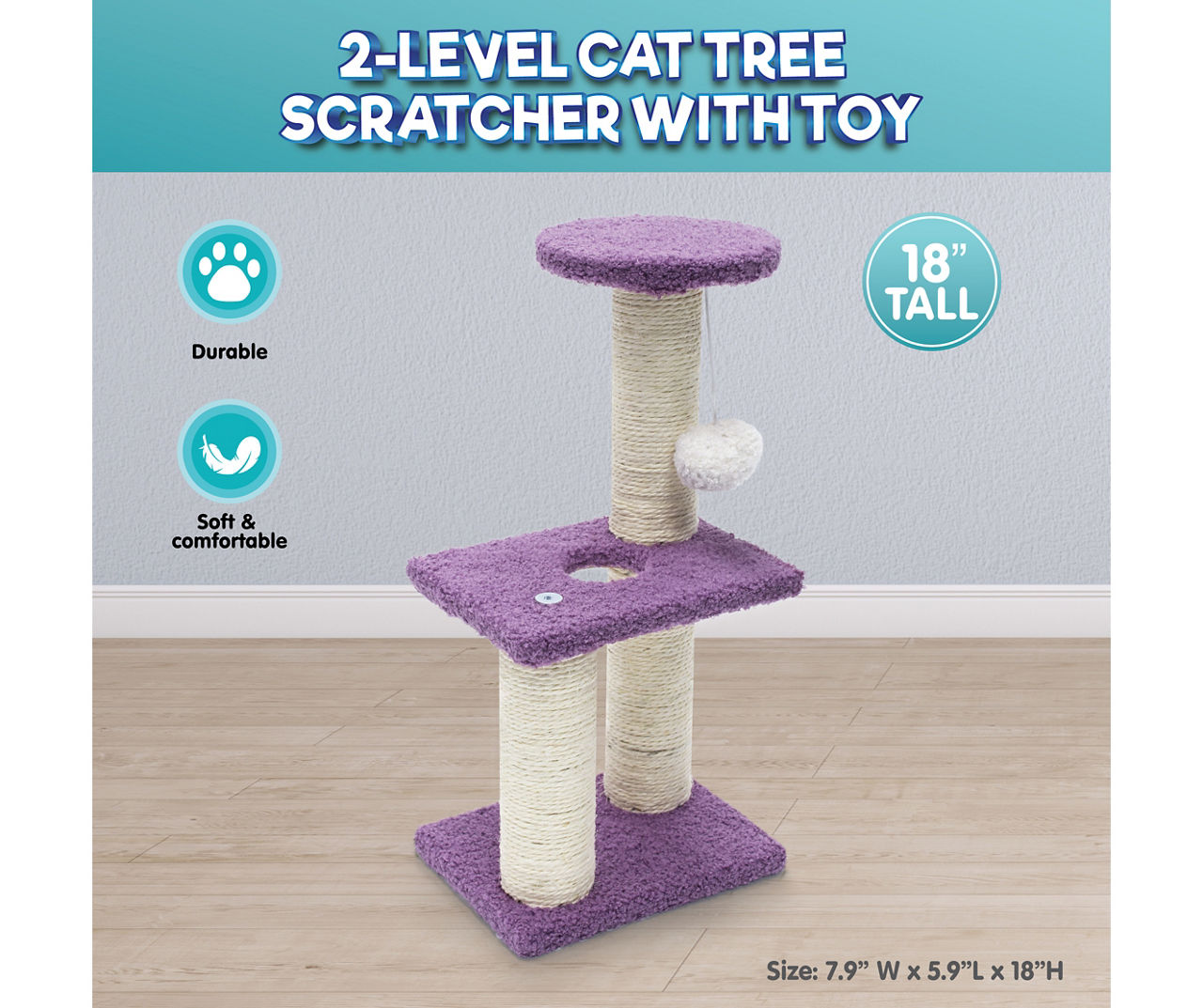 Blue 2 Teir Scratcher Cat Tree 18