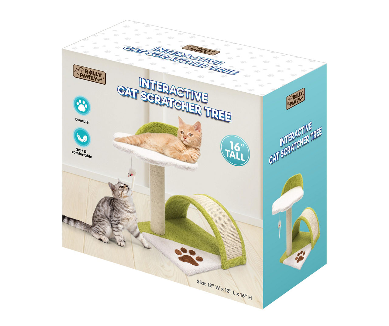 Green White Tunnel Scratcher Cat Tree 16