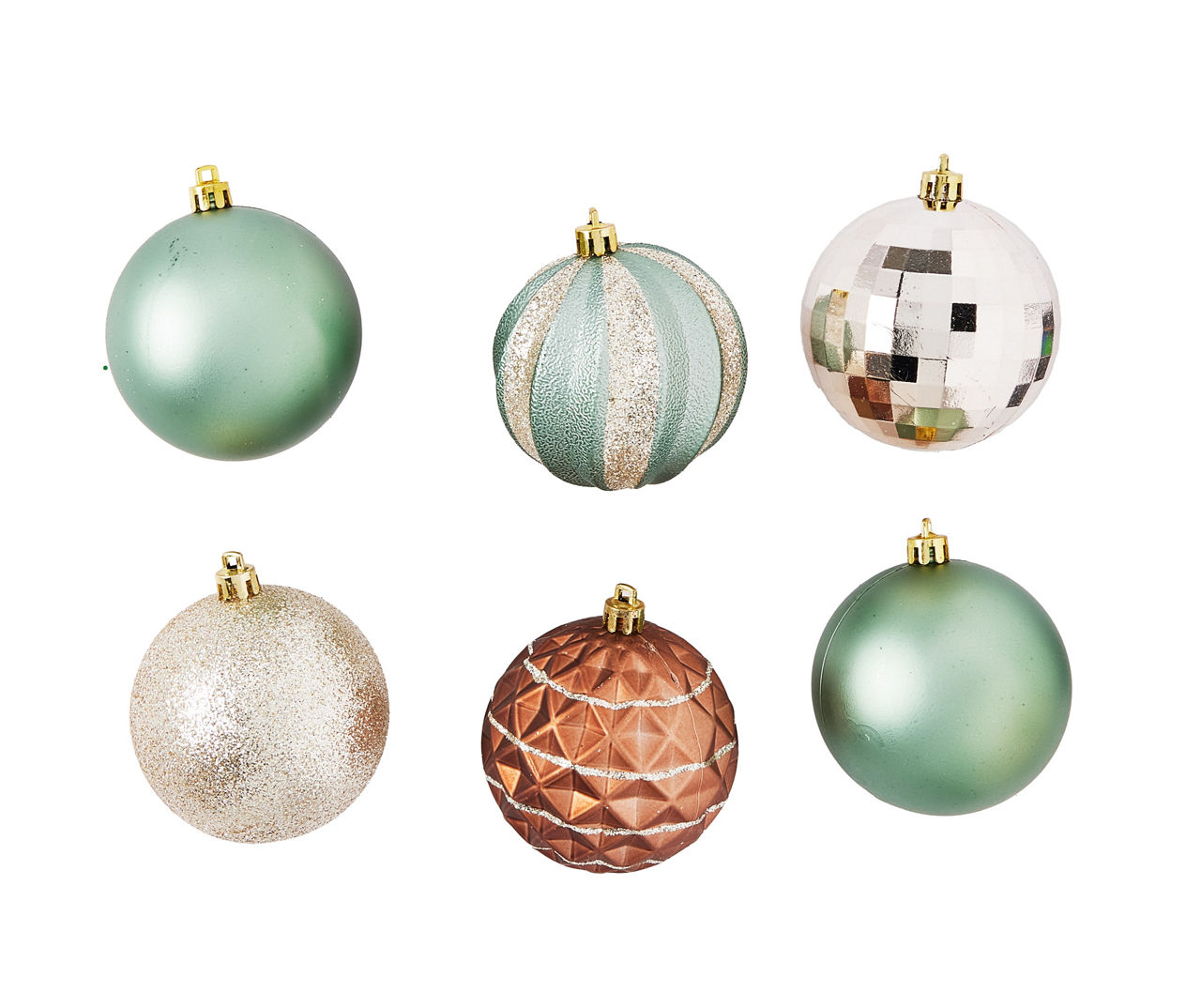 Gold, Green & Brown Ball 30-Piece Shatterproof Ornament Set